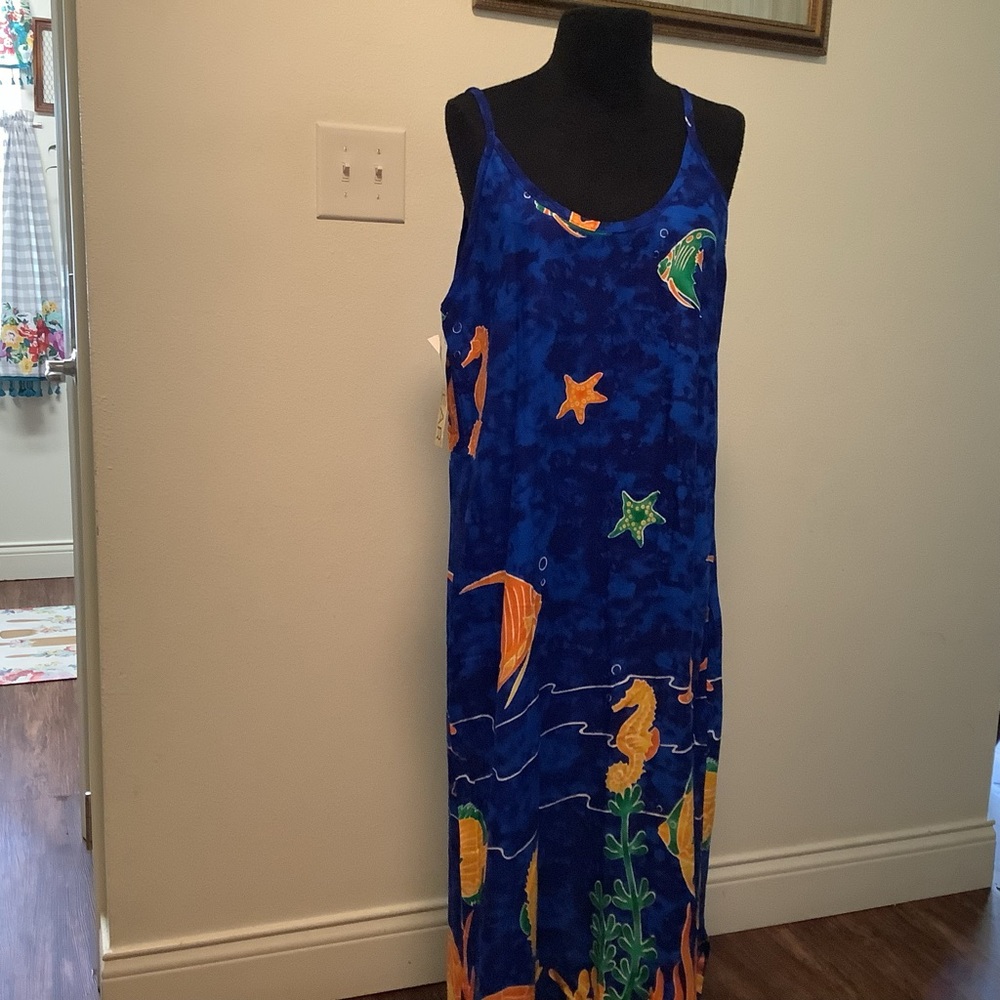 In Gear NWT vintage 90s med maxi  vacation‎ cruise tropical sea life sundress